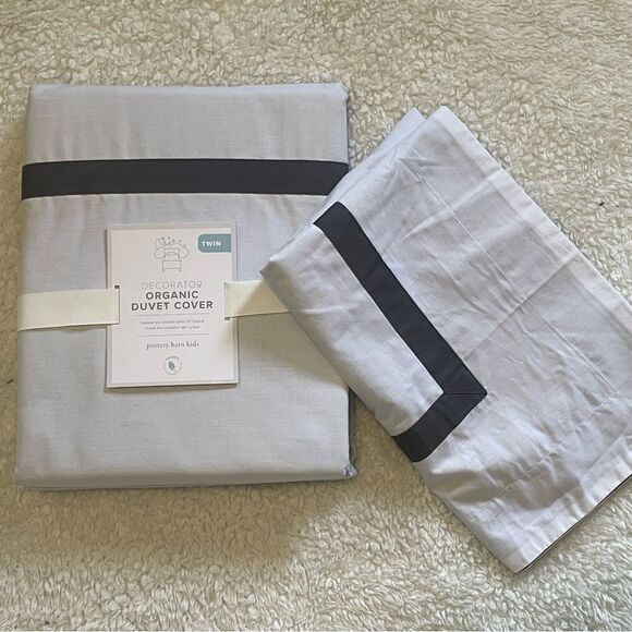 Pottery Barn Kids Decorator Organic Duvet Cover & Sham Twin GRAY - Picture 1 of 8